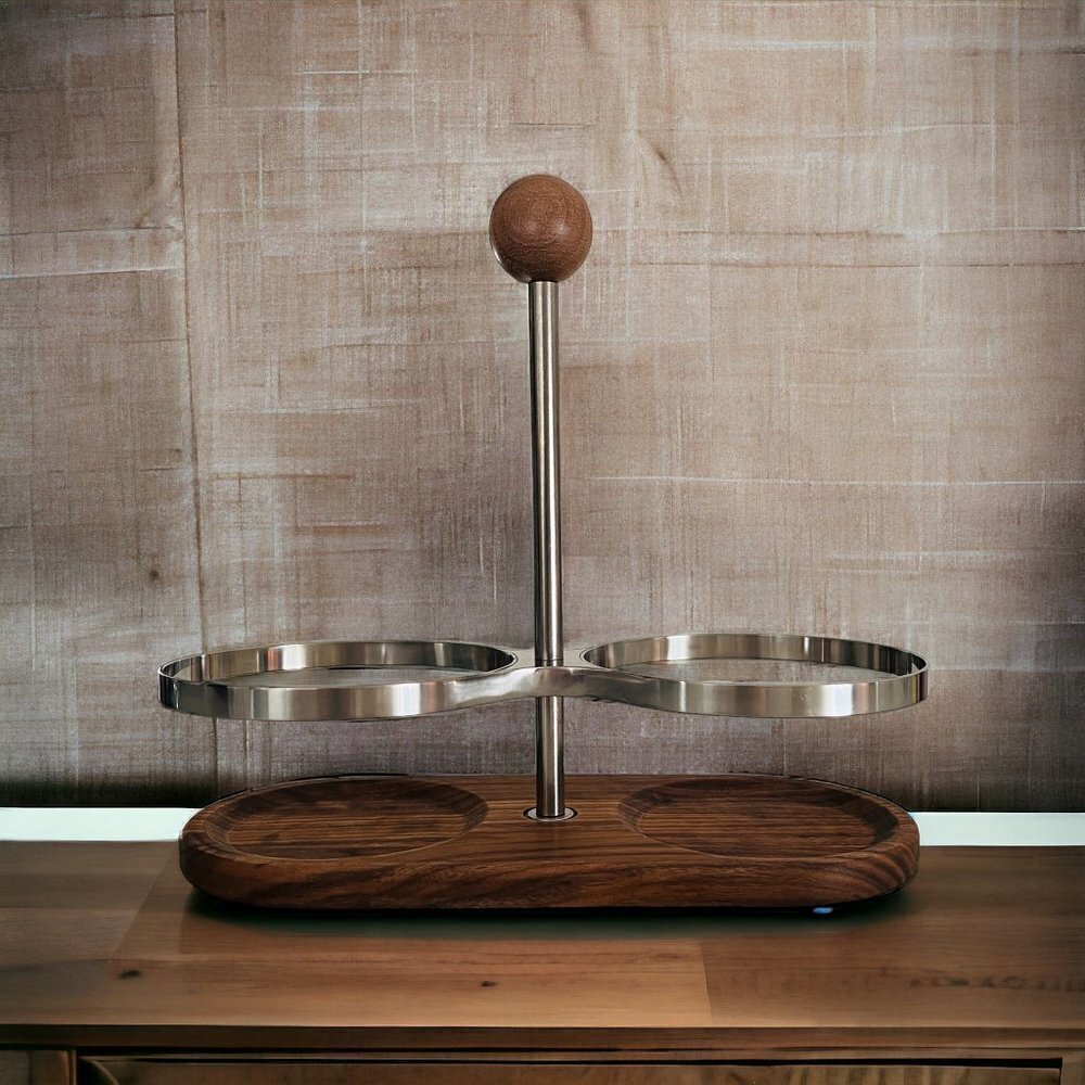 IKEA KROSAMOS Walnut & Stainless Steel Jar & Bottle Holder
